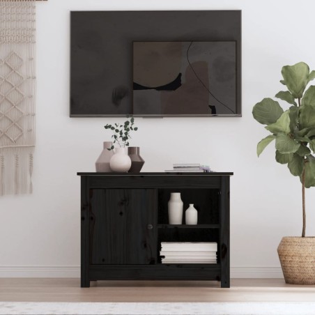Meuble TV Noir 70x36,5x52 cm Bois de pin massif 