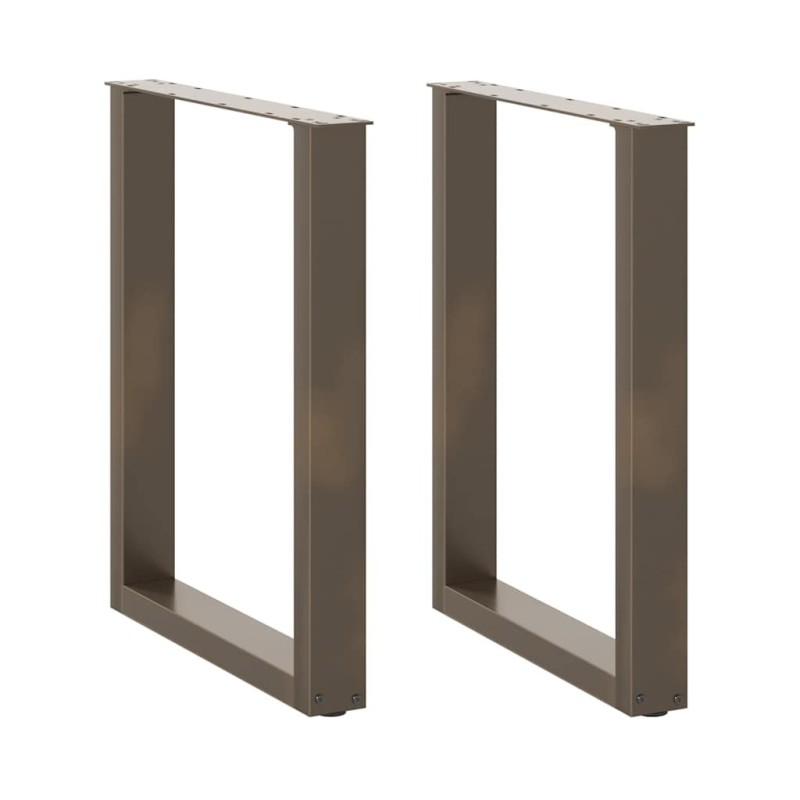 Pieds de table à manger en forme de U, 2 pièces, acier naturel, 70 x (72-73) cm 
