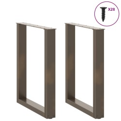 Pieds de table à manger en forme de U, 2 pièces, acier naturel, 70 x (72-73) cm 