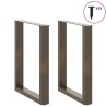 Pieds de table à manger en forme de U, 2 pièces, acier naturel, 70 x (72-73) cm 