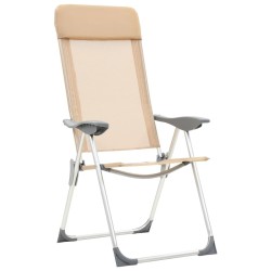 Chaises de camping pliables lot de 4 Crème Aluminium 