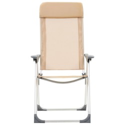 Chaises de camping pliables lot de 4 Crème Aluminium 