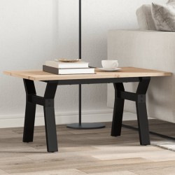 Table basse cadre en Y 80x50x40 cm bois de pin massif et acier 