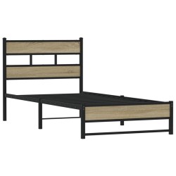 Cadre de lit en métal sans matelas chêne sonoma 100x190 cm 