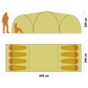 Tente igloo de camping 650x240x190 cm 8 personnes Jaune 