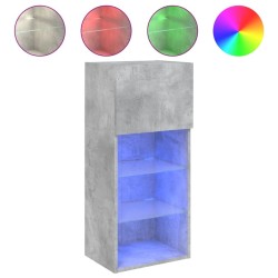 Meuble TV avec lumières LED gris béton 40,5x30x90 cm 