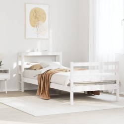 Cadre de lit sans matelas blanc 75x190 cm bois de pin massif 