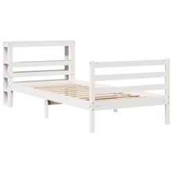 Cadre de lit sans matelas blanc 75x190 cm bois de pin massif 