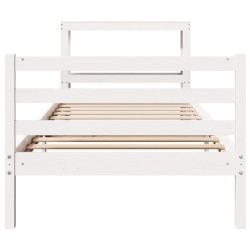 Cadre de lit sans matelas blanc 75x190 cm bois de pin massif 