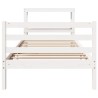 Cadre de lit sans matelas blanc 75x190 cm bois de pin massif 