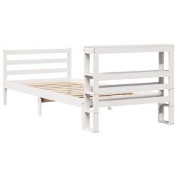 Cadre de lit sans matelas blanc 75x190 cm bois de pin massif 