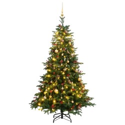 Sapin de Noël artificiel articulé 300 LED et boules 180 cm 