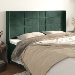 Tête de lit avec oreilles Vert foncé 183x16x118/128 cm Velours 