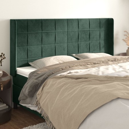Tête de lit avec oreilles Vert foncé 183x16x118/128 cm Velours 