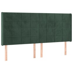 Tête de lit avec oreilles Vert foncé 183x16x118/128 cm Velours 