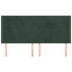 Tête de lit avec oreilles Vert foncé 183x16x118/128 cm Velours 