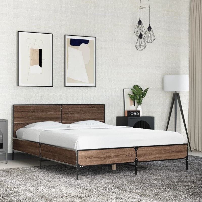 Cadre de lit sans matelas chêne marron 140x200 cm 