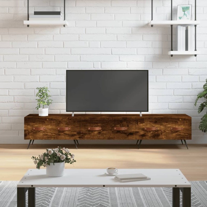 Meuble TV chêne fumé 150x36x30 cm bois d'ingénierie Meuble TV chêne fumé 150x36x30 cm bois d'ingénierie