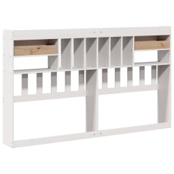 Tête de lit avec rangement blanc 200 cm bois massif de pin 