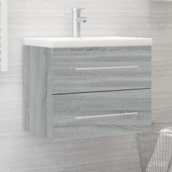 Meuble lavabo avec bassin intégré Sonoma gris Bois d'ingénierie 