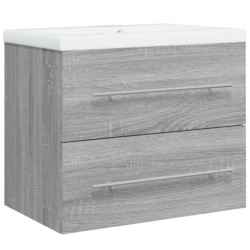 Meuble lavabo avec bassin intégré Sonoma gris Bois d'ingénierie 
