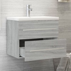 Meuble lavabo avec bassin intégré Sonoma gris Bois d'ingénierie 
