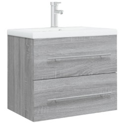 Meuble lavabo avec bassin intégré Sonoma gris Bois d'ingénierie 