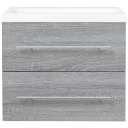 Meuble lavabo avec bassin intégré Sonoma gris Bois d'ingénierie 