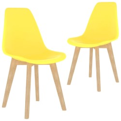 Chaises à manger lot de 2 jaune plastique 