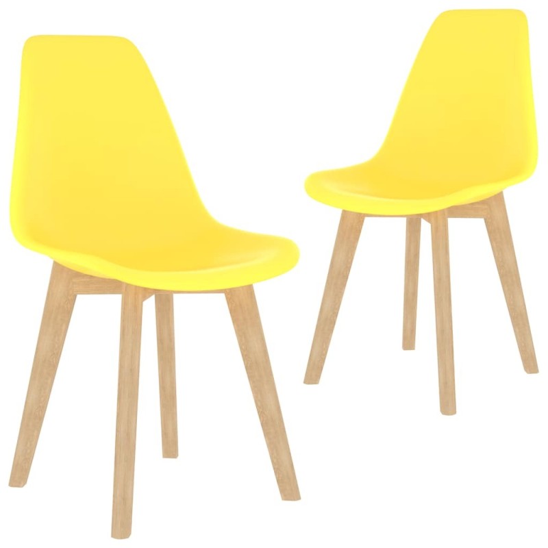 Chaises à manger lot de 2 jaune plastique Chaises à manger lot de 2 jaune plastique