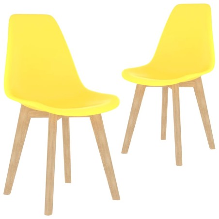 Chaises à manger lot de 2 jaune plastique 