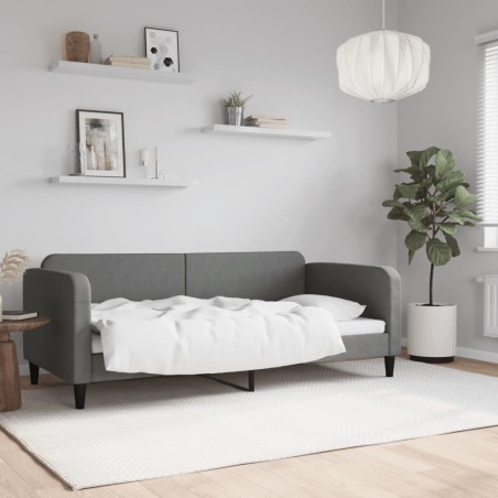 Lit de repos sans matelas gris foncé 90x190 cm tissu 