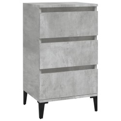 Table de chevet gris béton 40x35x70 cm bois d'ingénierie 