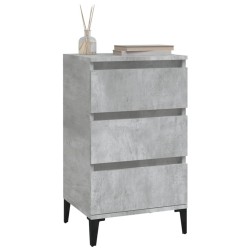 Table de chevet gris béton 40x35x70 cm bois d'ingénierie 
