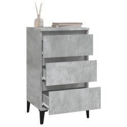Table de chevet gris béton 40x35x70 cm bois d'ingénierie 