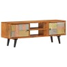 Meuble TV avec portes 112x30x40cm bois d'acacia massif et métal 