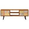 Meuble TV avec portes 112x30x40cm bois d'acacia massif et métal 