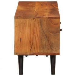 Meuble TV avec portes 112x30x40cm bois d'acacia massif et métal 