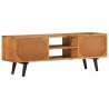 Meuble TV avec portes 112x30x40cm bois d'acacia massif et métal 