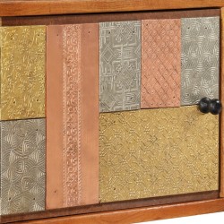 Meuble TV avec portes 112x30x40cm bois d'acacia massif et métal 