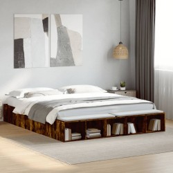 Cadre de lit sans matelas chêne fumé 200x200 cm 