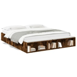 Cadre de lit sans matelas chêne fumé 200x200 cm 