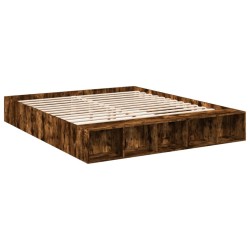 Cadre de lit sans matelas chêne fumé 200x200 cm 