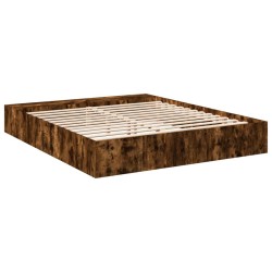 Cadre de lit sans matelas chêne fumé 200x200 cm 