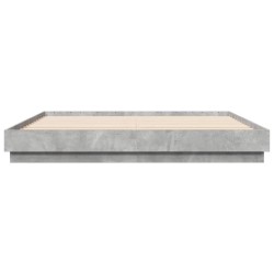 Cadre de lit avec LED sans matelas gris béton 200x200 cm 