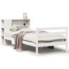 Lit bibliothèque sans matelas blanc 90x200cm bois de pin massif 