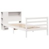 Lit bibliothèque sans matelas blanc 90x200cm bois de pin massif 