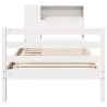 Lit bibliothèque sans matelas blanc 90x200cm bois de pin massif 