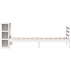 Lit bibliothèque sans matelas blanc 90x200cm bois de pin massif 