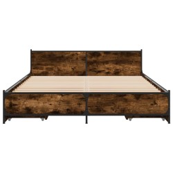 Cadre de lit avec tiroirs sans matelas chêne fumé 120x200 cm 